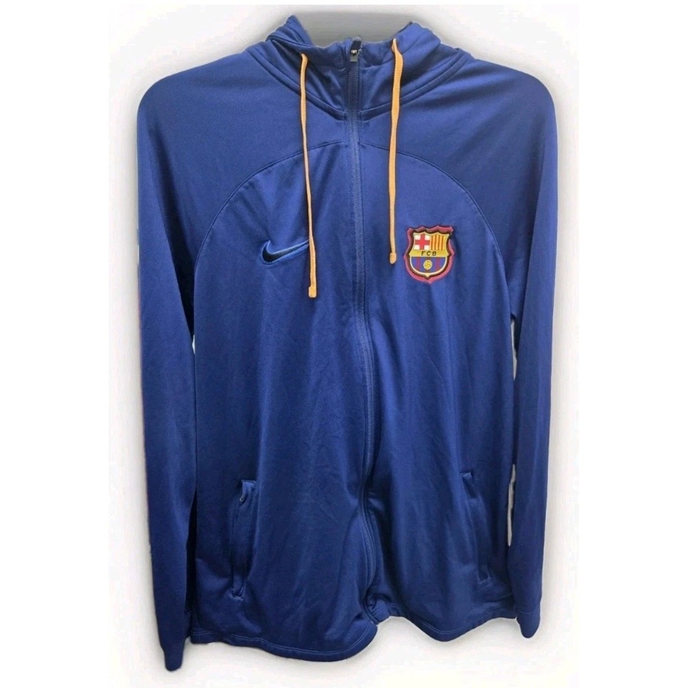 Nike FC Barcelona Dri-FIT Full Zip Training Hoodie Blue Mens Large Slim Fit